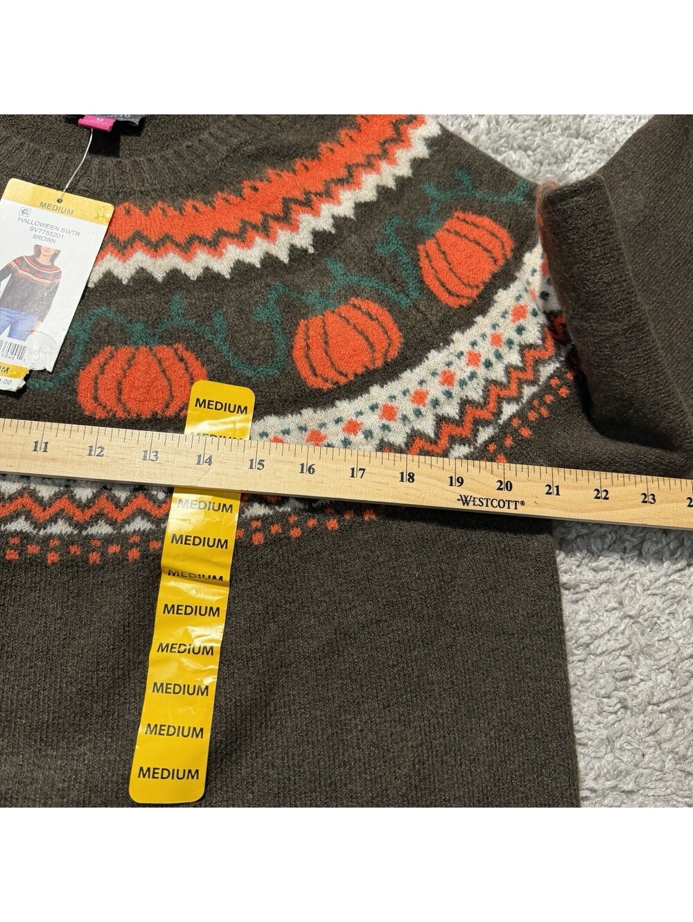 NWT Vince Camuto Women's Pullover Halloween Fall Sweater Pumpkins Brown Medium - Picture 4 of 7